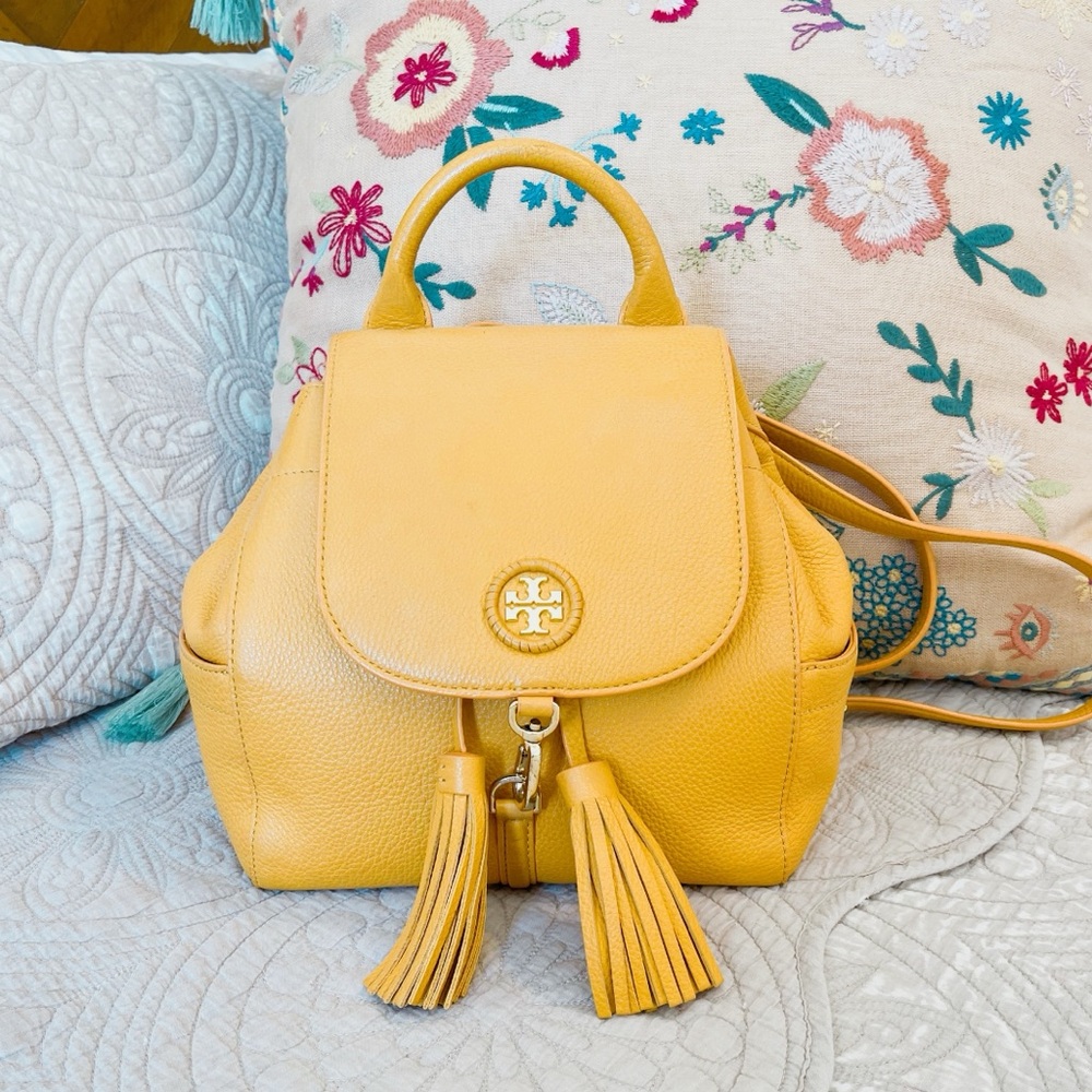Tory Burch Mustard Leather Backpack